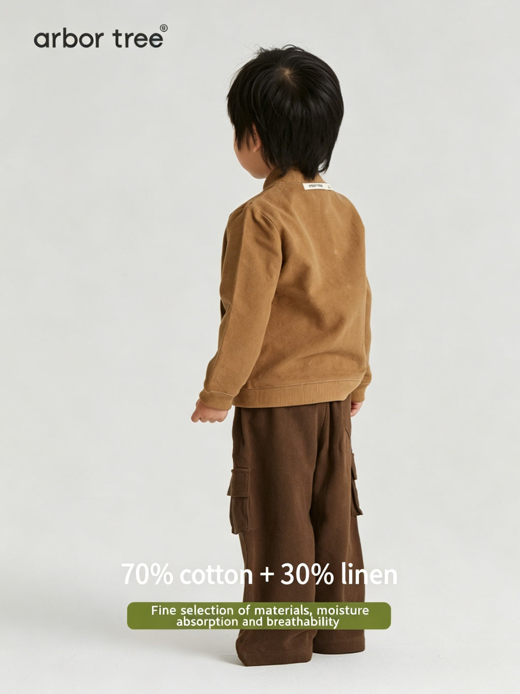 Unisex ArborTree cotton-linen cardigan in soft, breathable fabric, perfect for spring and fall, shown in a cozy, neutral color.