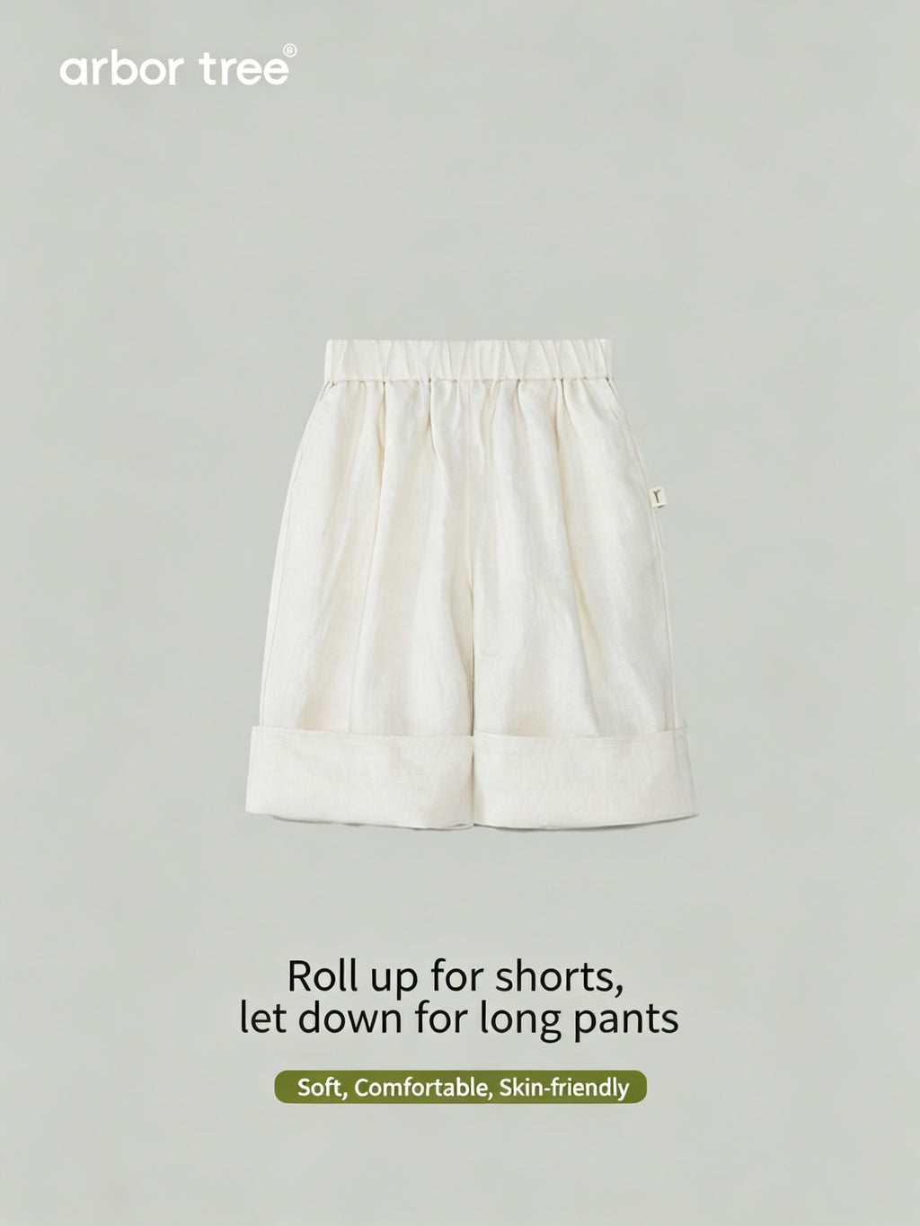 ArborTree 100% Natural Ramie Spring/Summer Matching Wide-Leg Pants for Parents and Children, with an adjustable waistband, lightweight and breathable