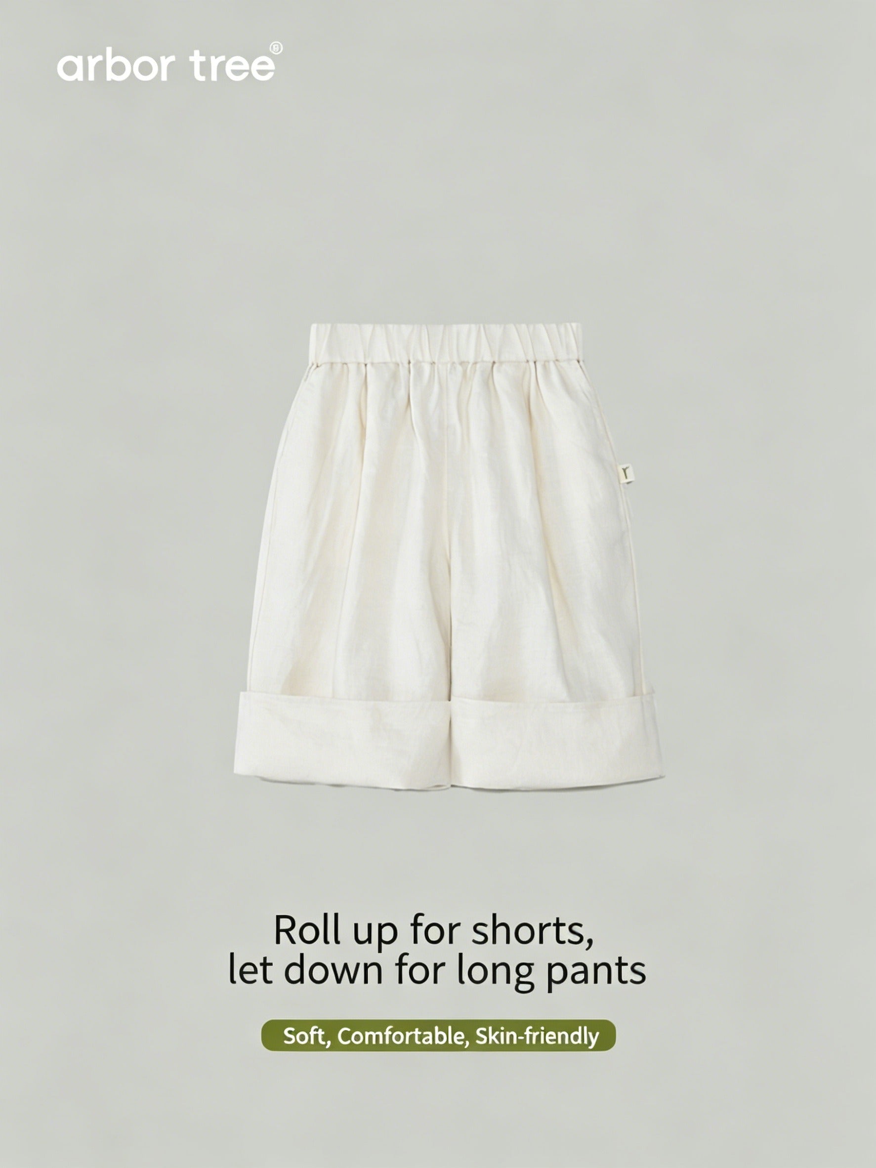 ArborTree 100% Natural Ramie Spring/Summer Matching Wide-Leg Pants for Parents and Children, with an adjustable waistband, lightweight and breathable
