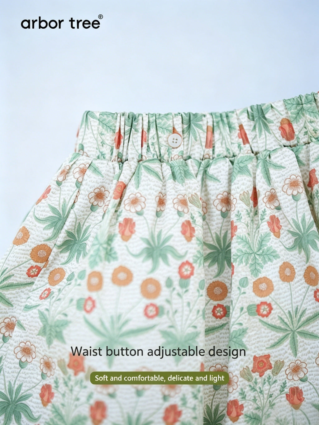 ArborTree 100% Organic Cotton from Uganda Girls' Summer Morris Daisy Skirt—Lightweight and Airy