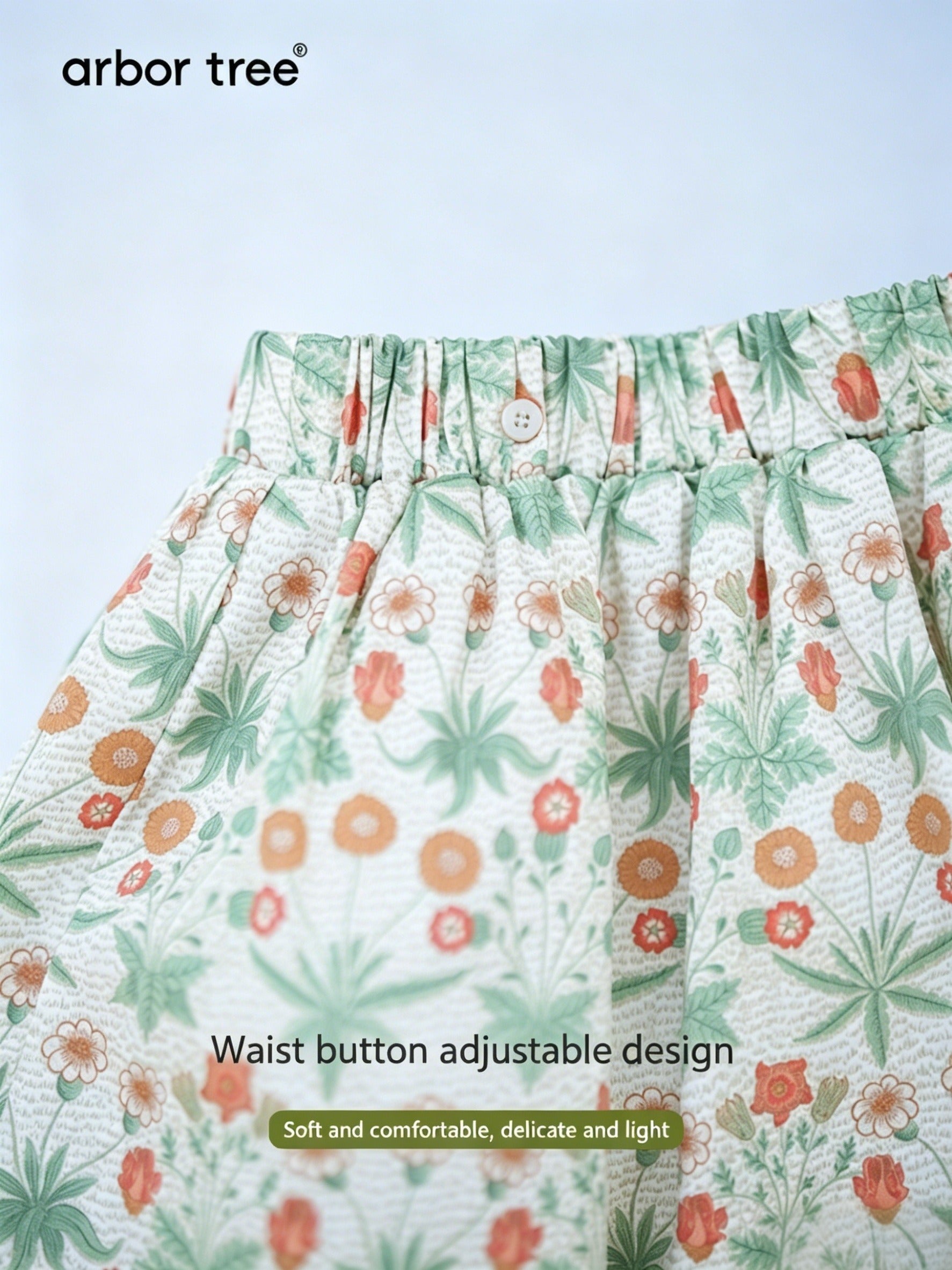ArborTree 100% Organic Cotton from Uganda Girls' Summer Morris Daisy Skirt—Lightweight and Airy