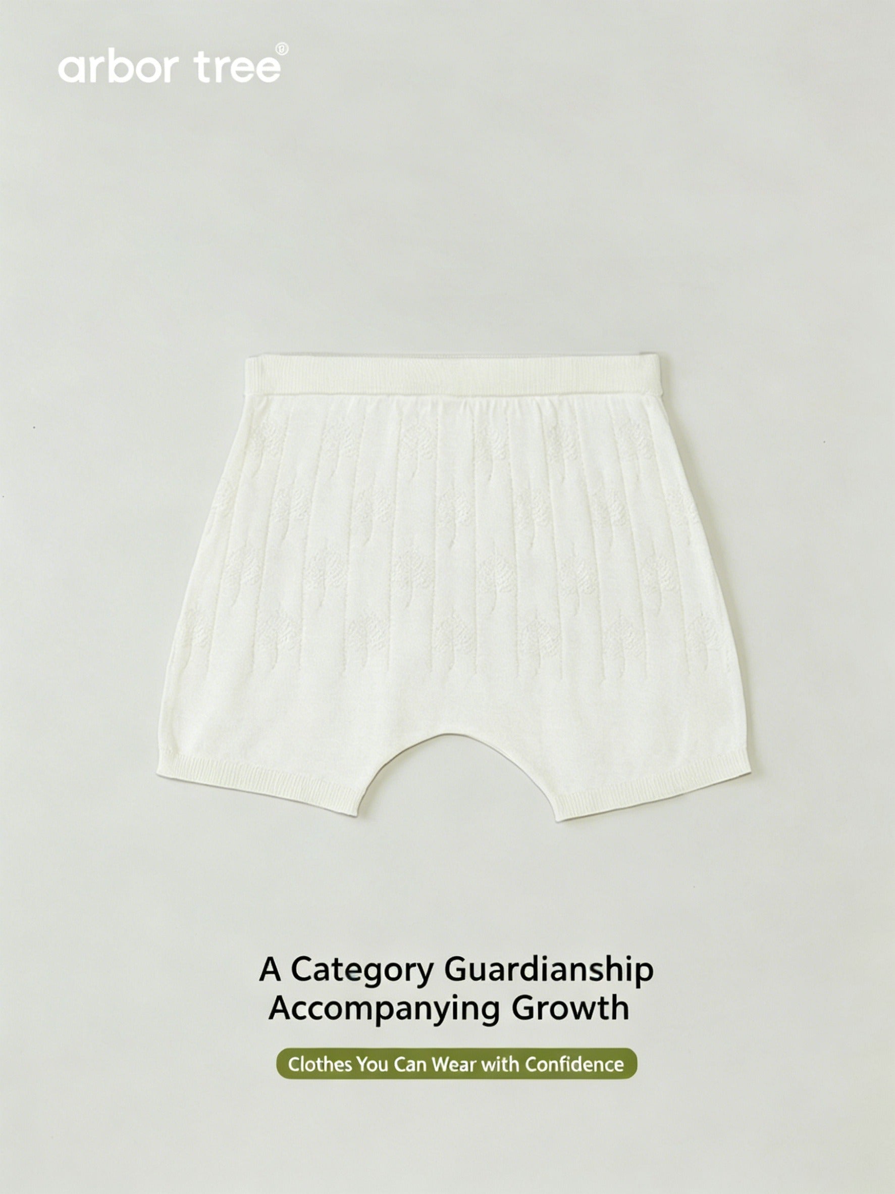 ArborTree natural mulberry silk baby summer shorts featuring a Bodhi leaf pattern, breathable and cool for warm weather.