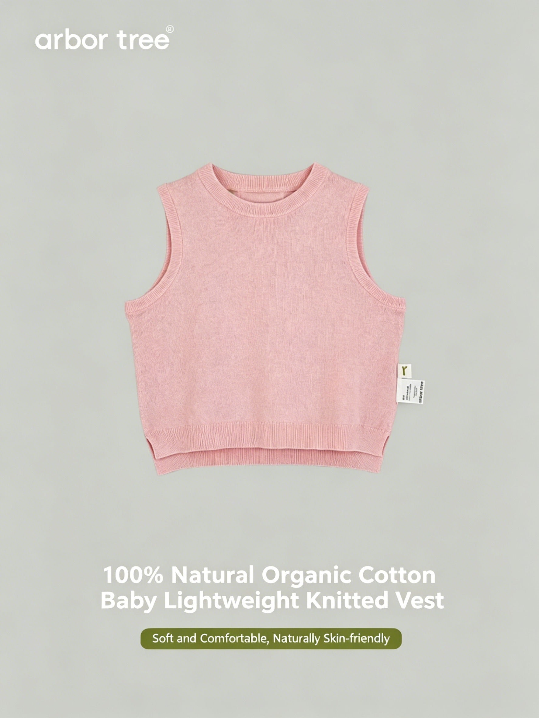 ArborTree 100% Dunhuang Organic Cotton Unisex Spring/Summer Knit Tank Top for Babies: Lightweight, Breathable, and Quick-Drying