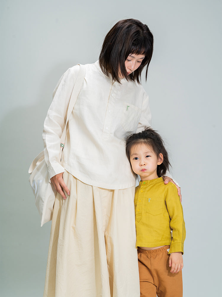 ArborTree (Recommended by Dong Shenghuo) 100% Ramie Casual Long-Sleeve Shirt (Matching Parent-Child Set) for Spring and Fall—Soft and Gentle on the Skin