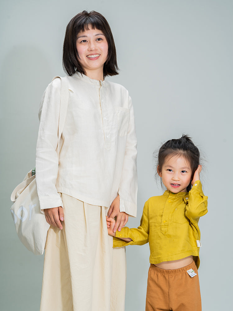 ArborTree (Recommended by Dong Shenghuo) 100% Ramie Casual Long-Sleeve Shirt (Matching Parent-Child Set) for Spring and Fall—Soft and Gentle on the Skin
