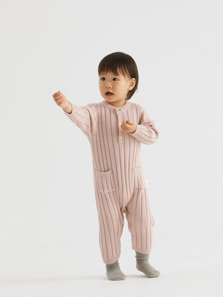 Organic cotton and cashmere front cut-back jumpsuit for kids, by ArborTree, featuring soft, natural fabric and stylish design