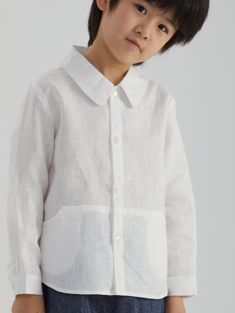Baby casual shirt made from 100% Belgian natural linen by ArborTree, featuring a soft, breathable fabric and relaxed fit.