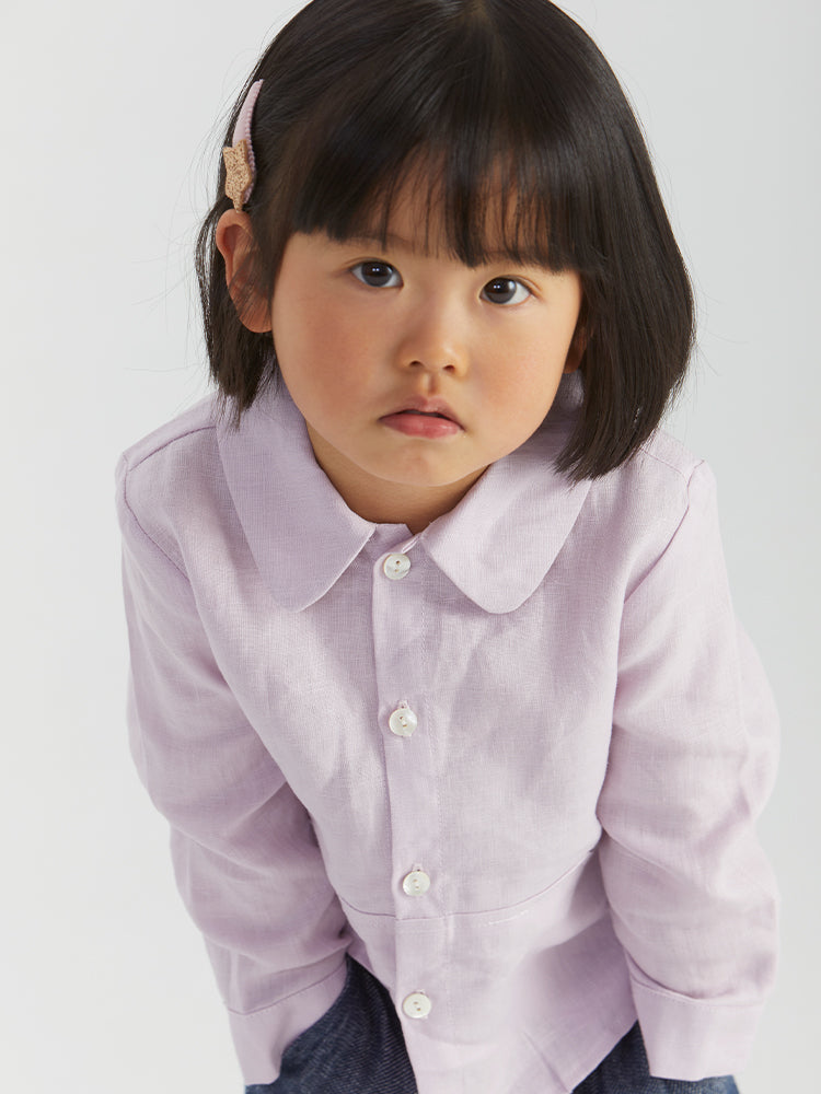 Baby casual shirt made of 100% Belgian natural linen by ArborTree, showcasing a soft, breathable fabric and simple design.