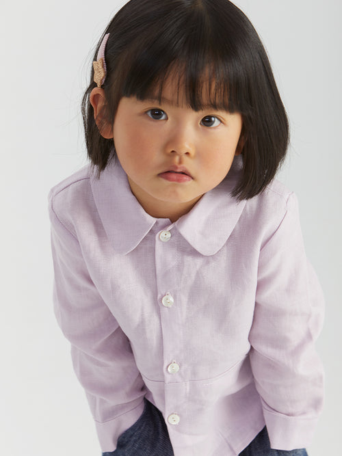 Baby casual shirt made of 100% Belgian natural linen by ArborTree, showcasing a soft, breathable fabric and simple design.