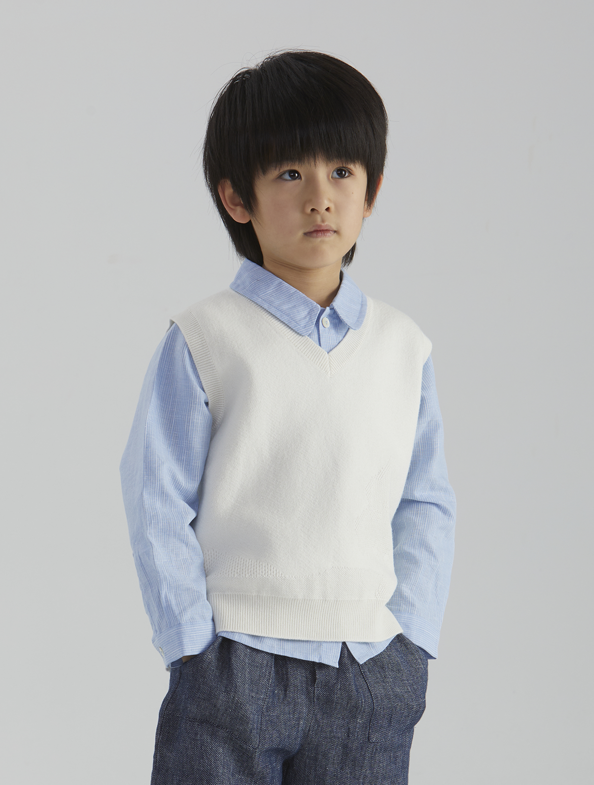 ArborTree organic cotton and cashmere 3D pattern vest for kids, featuring soft, natural fibers and a stylish textured design.