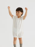 ArborTree summer kids' silk romper made from 100% mulberry silk satin, featuring a lightweight, breathable design.