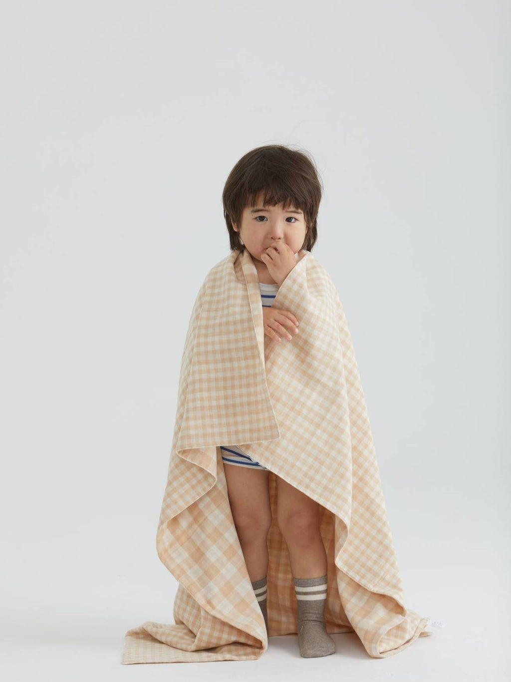 ArborTree organic cotton checkered baby blanket, small quilt for infants, soft swaddle blanket with natural colors