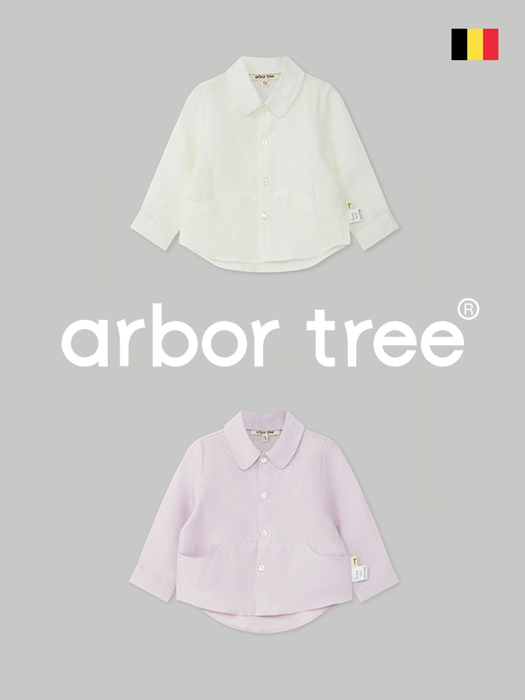 Baby casual shirt by ArborTree made from 100% Belgian natural linen, featuring a soft, breathable fabric and classic design.