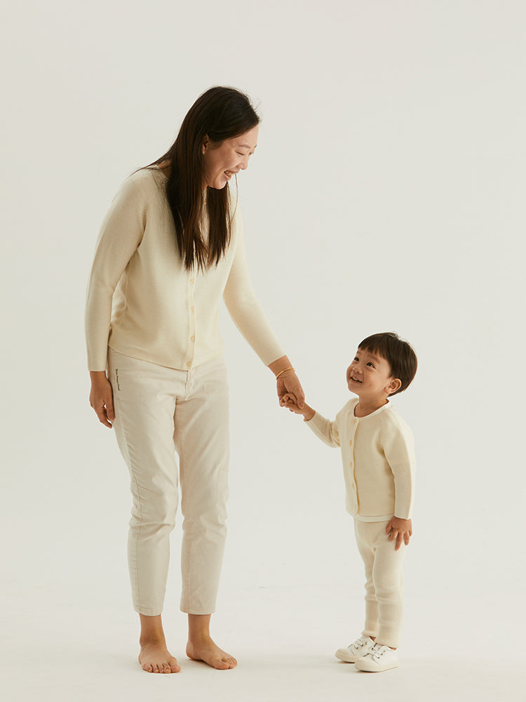 ArborTree matching parent-child cashmere-wool knit cardigans, warm, skin-friendly, suitable for spring, autumn, winter.