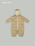 ArborTree Winter down onesies for boys and girls made from natural materials; the outer layer meets Class A standards and has undergone a triple-proof treatment