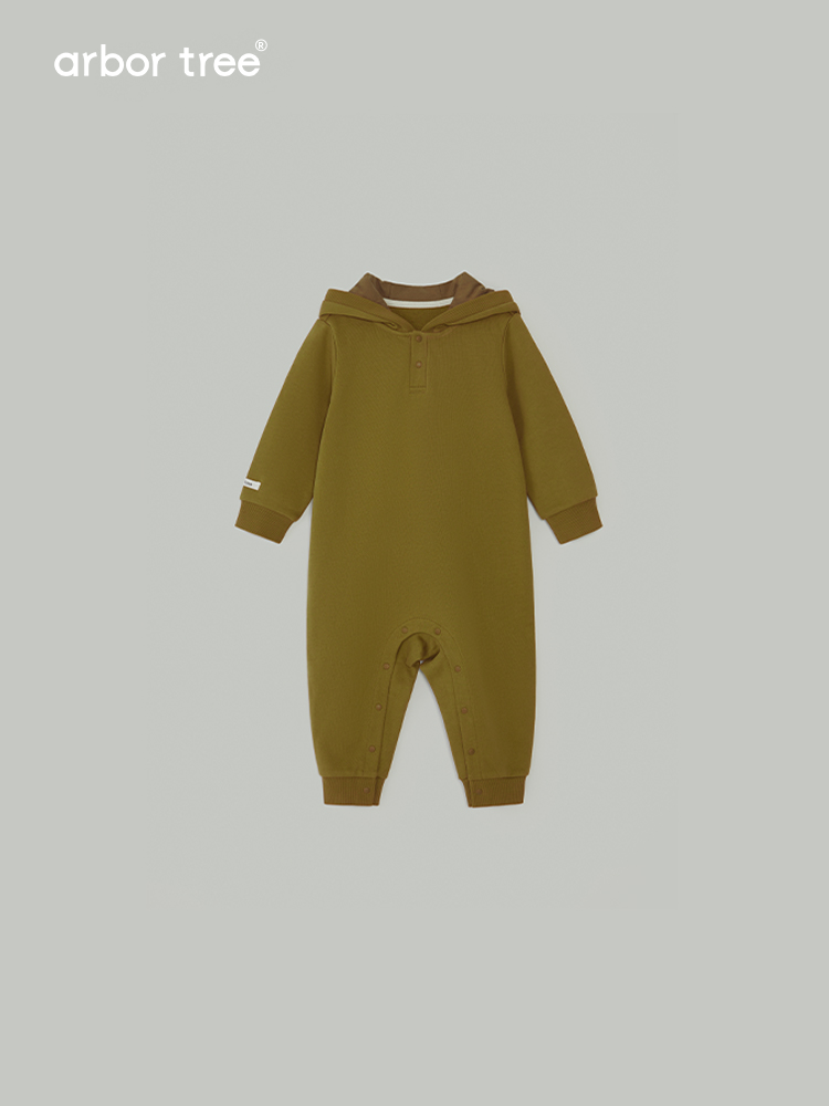 ArborTree 100% Natural Organic Cotton Baby Hooded Romper for Spring and Fall (Class A Standard)