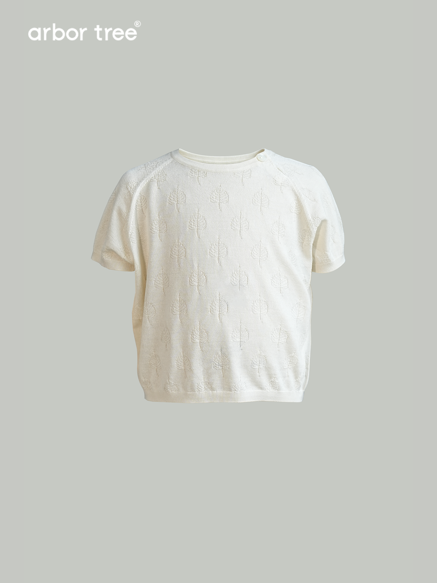 ArborTree baby summer knit T-shirt with drop shoulders, made of mulberry silk and cashmere, lightweight and breathable.
