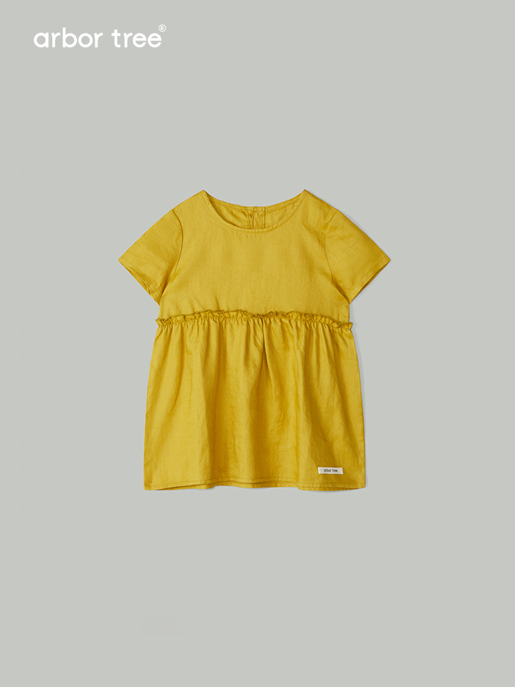 ArborTree 100% Natural Ramie Girls' Summer Short-Sleeve Dress: Lightweight, breathable, and soft to the touch