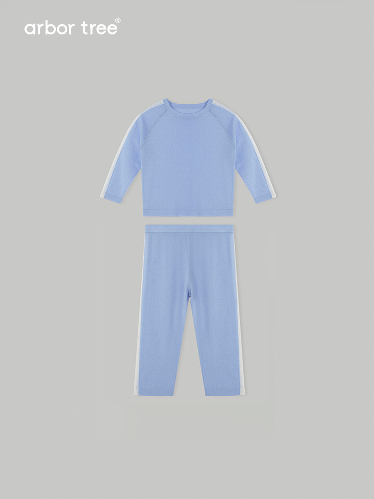Soft ArborTree 100% merino mercerised wool baby set in pastel colors, featuring a cozy sweater and matching hat.