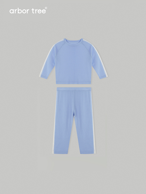 Soft ArborTree 100% merino mercerised wool baby set in pastel colors, featuring a cozy sweater and matching hat.