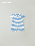 ArborTree organic cotton kids romper with short sleeves, front opening, lightweight, moisture-wicking, breathable for boys and girls.