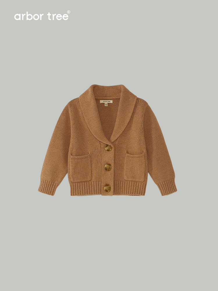 ArborTree baby lapel jacket cardigan made from 95% organic cotton and 5% cashmere, soft and cozy for little ones.