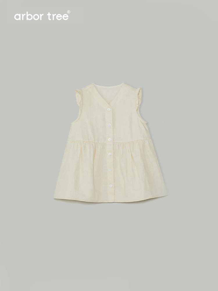 Natural Ramie baby sleeveless dress by ArborTree, showcasing lightweight, breathable fabric in a soft, neutral color.