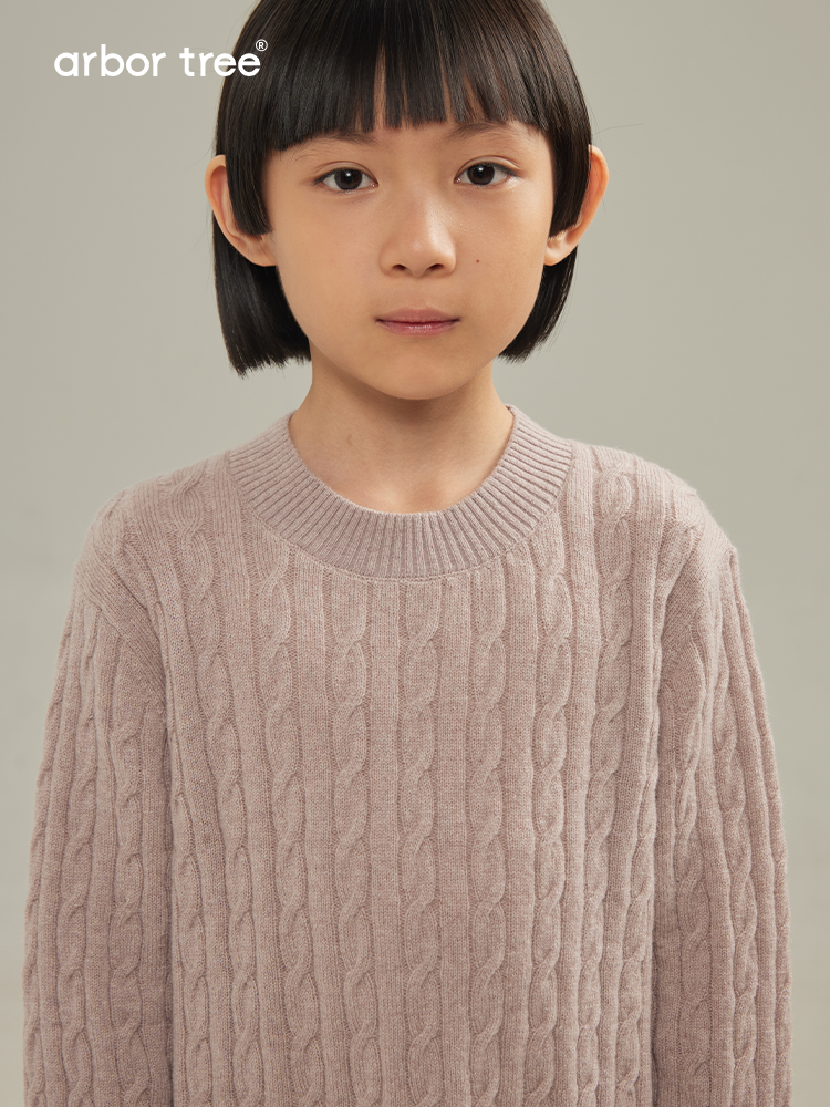 ArborTree Pure Collection vintage cable-knit half-turtleneck sweater in 100% cashmere, unisex style for spring and fall.