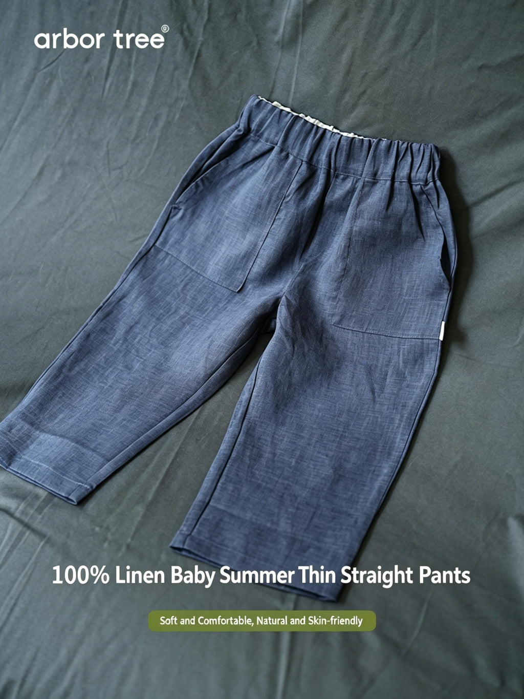 Lightweight ArborTree linen straight-leg pants for men and women, made from 100% imported linen with a 14x14 thread count in natural colors