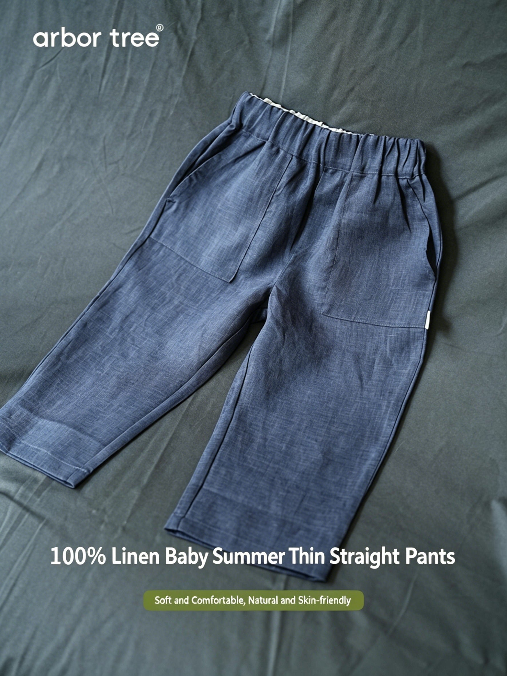 Lightweight ArborTree linen straight-leg pants for men and women, made from 100% imported linen with a 14x14 thread count in natural colors