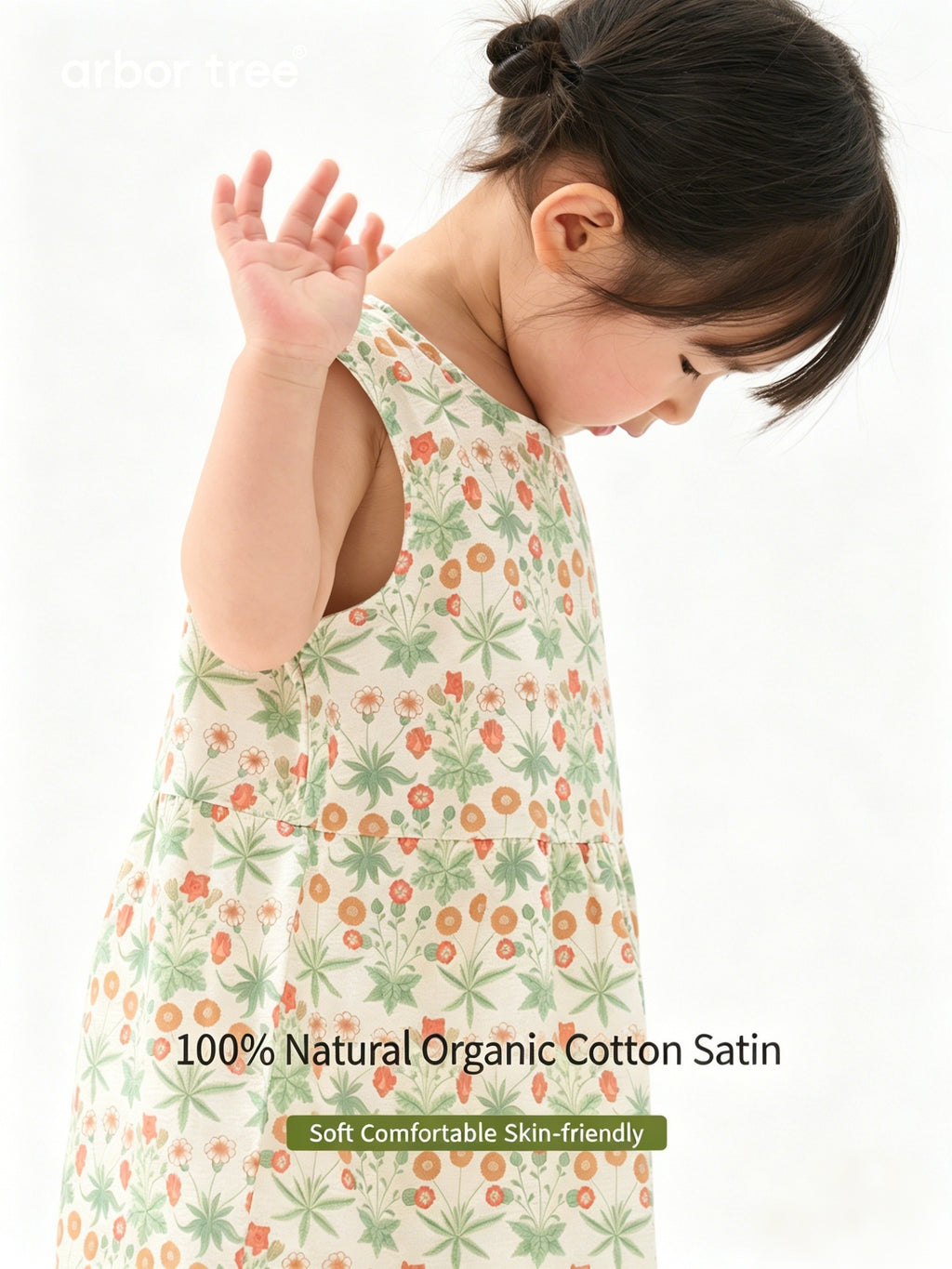 ArborTree 100% Organic Cotton from Uganda Girls' Summer Morris Daisy Sleeveless Dress, Lightweight Style