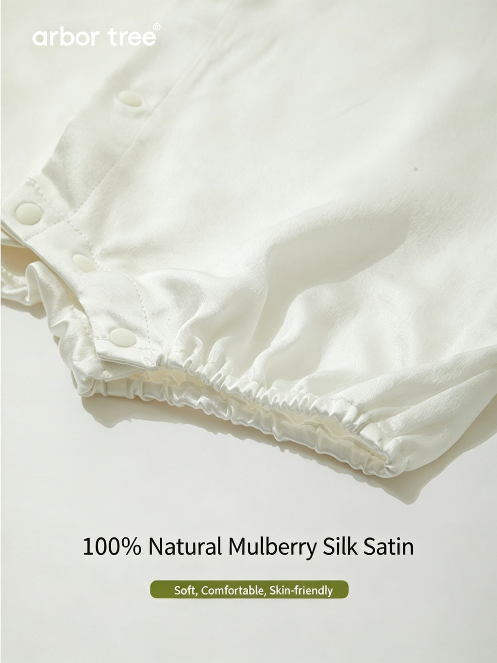 ArborTree summer silk romper for kids in natural mulberry silk satin, 22-denier, lightweight and breathable.