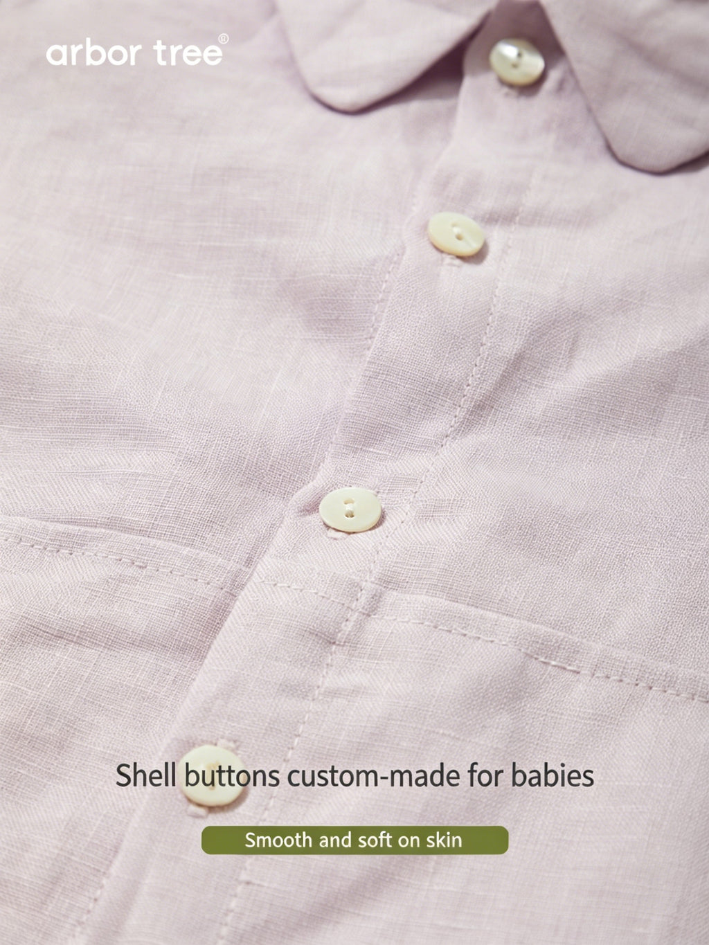ArborTree Belgian natural linen baby casual shirt in soft beige, featuring a comfortable fit and classic design.