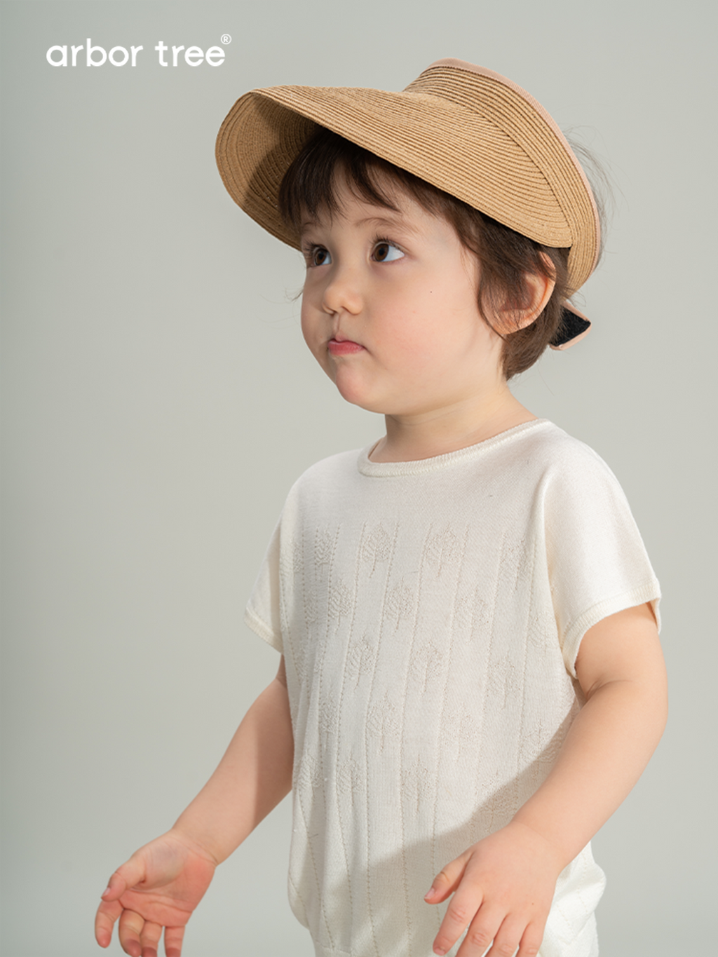 ArborTree Natural Papyrus Sun-Protective Open-Top Shell Hat—Parent-Child Set (Brim contains some spandex)
