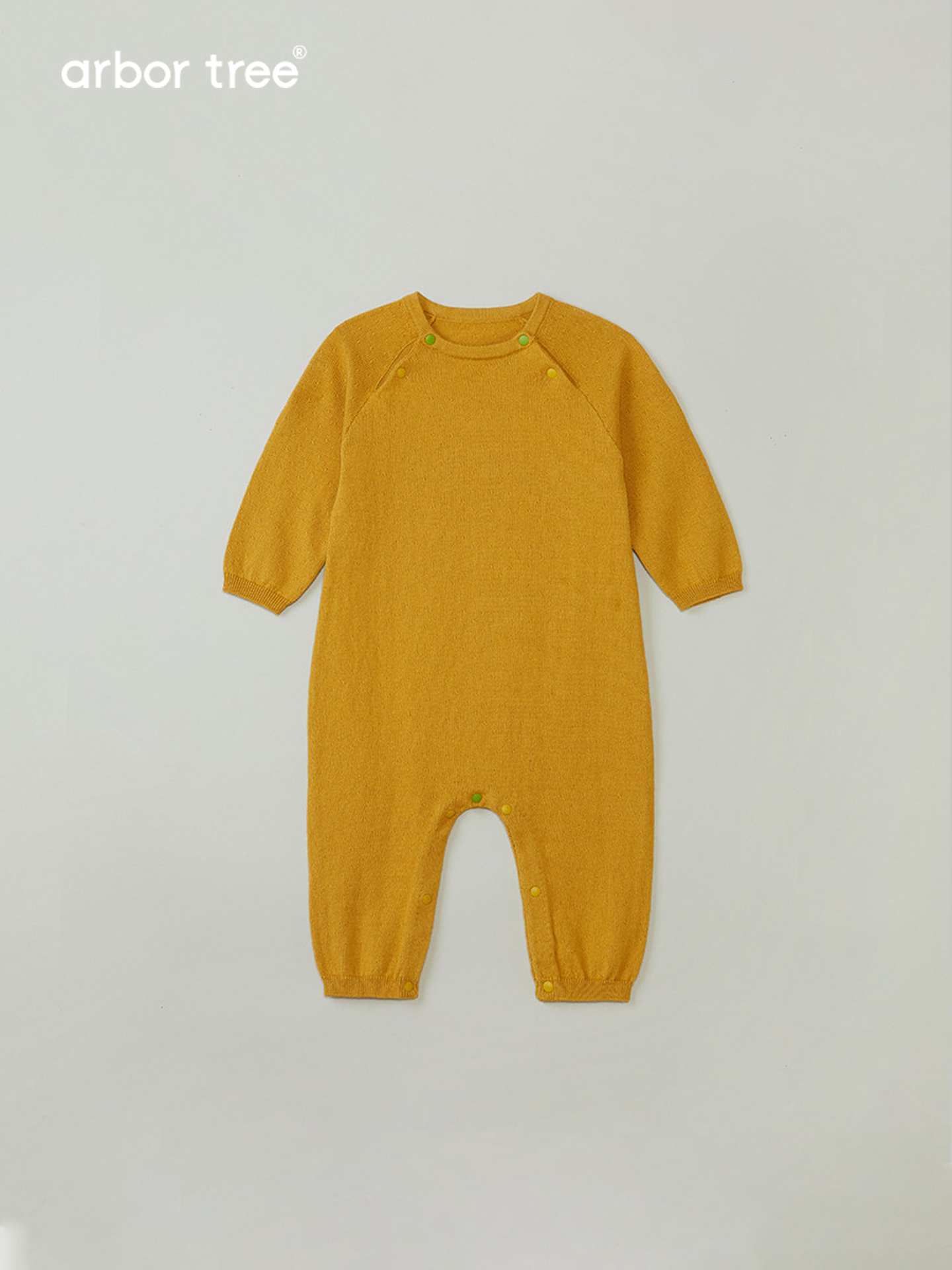 Organic cotton cashmere infant romper from arbortree, lightweight knit and crawling-friendly for babies and toddlers.