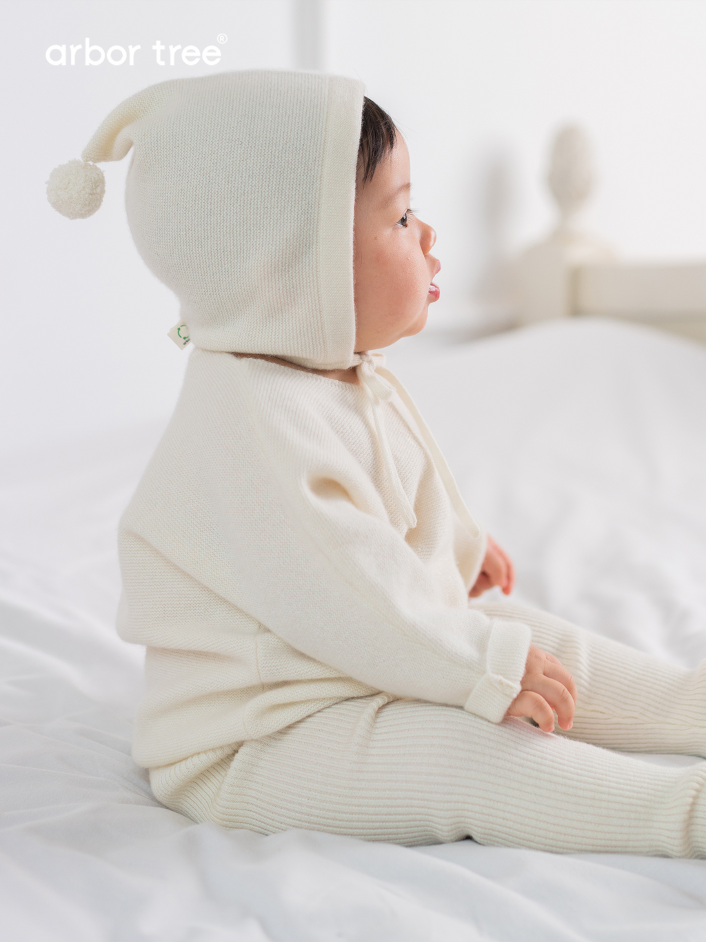ArborTree Joyful Little Cashmere Pom-Pom Hat for Babies—Fall/Winter Hats for Princess-Style Boys and Girls—Cute