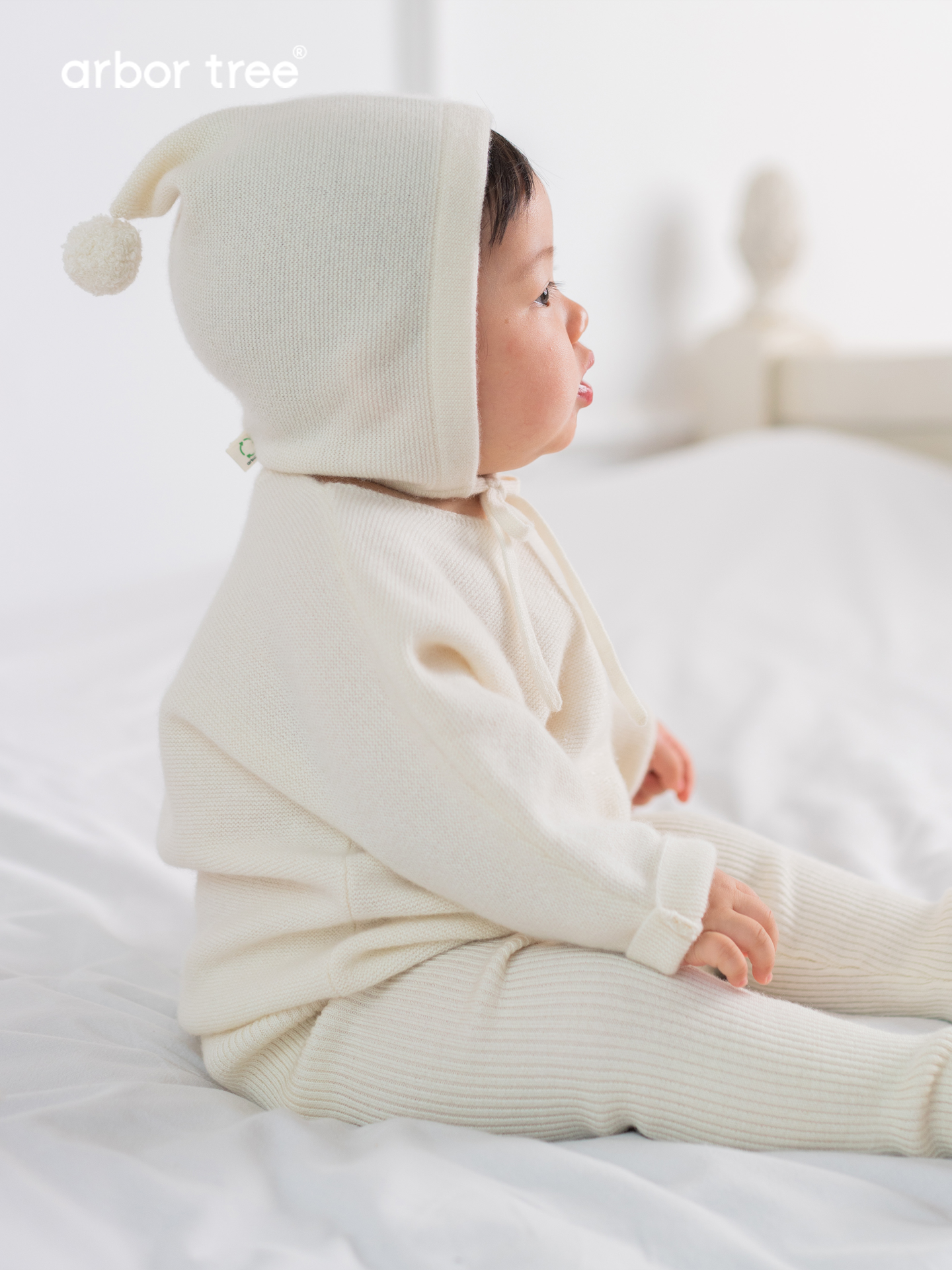 ArborTree Joyful Little Cashmere Pom-Pom Hat for Babies—Fall/Winter Hats for Princess-Style Boys and Girls—Cute