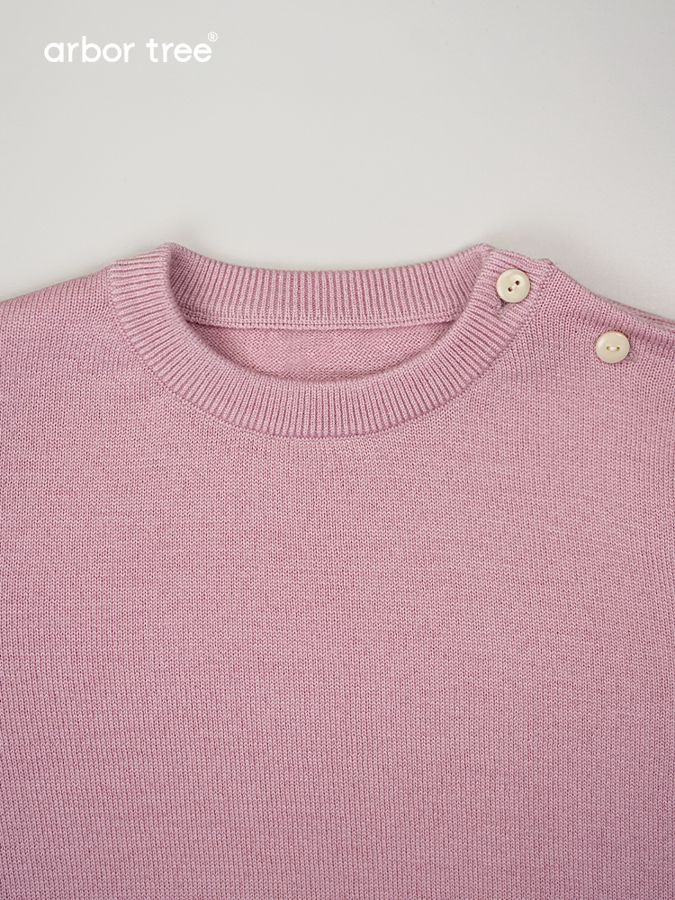 Kids' cashmere and wool shoulder-opening pullover sweater by ArborTree, warm, soft, suitable for autumn and winter.