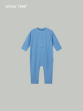 Organic cotton linen baby romper by arbortree, long-sleeve, breathable, moisture-wicking, perfect for spring and fall.