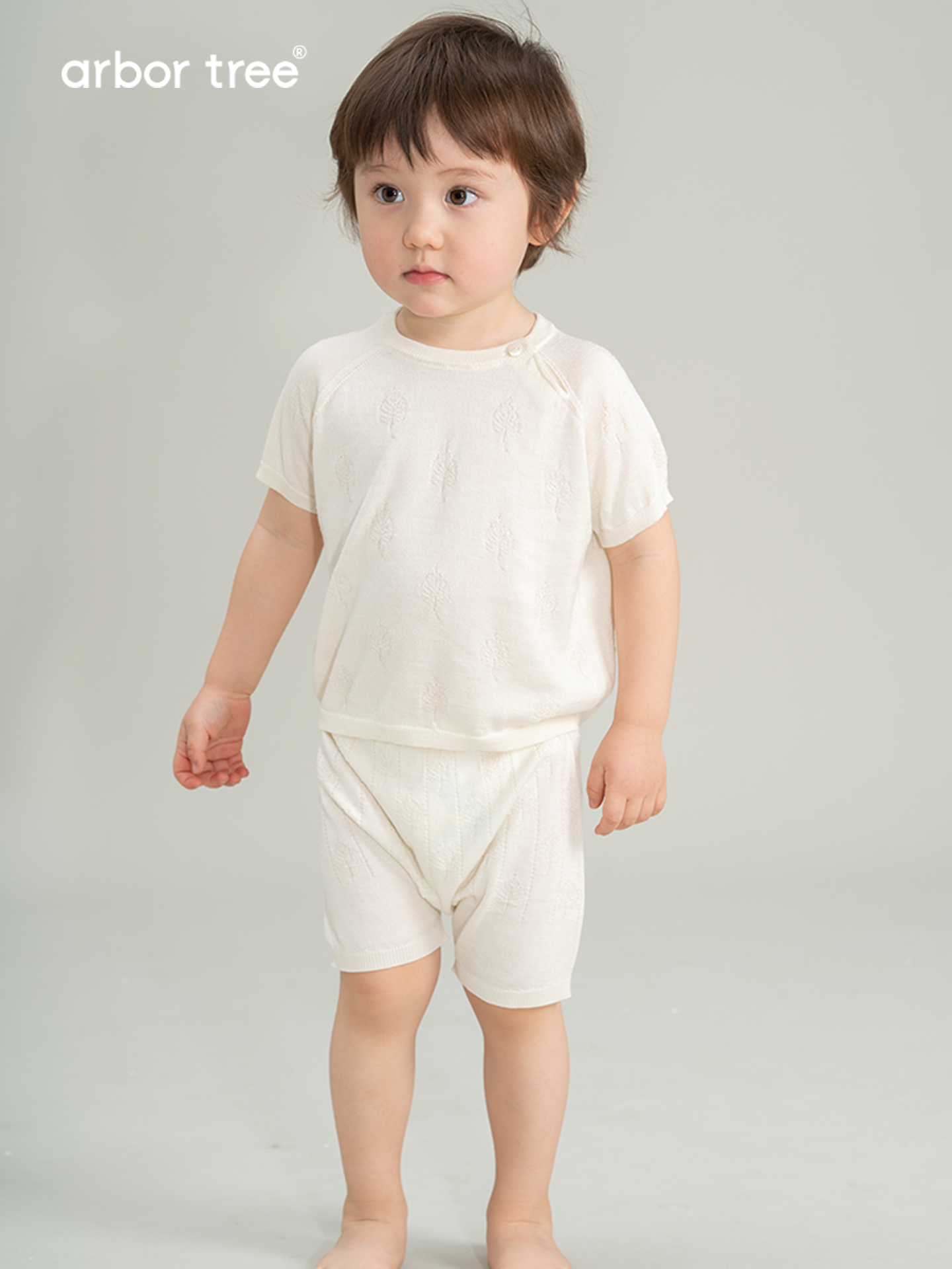 ArborTree Baby Summer Knit Short-Sleeve T-Shirt with Drop Shoulders, Made of Mulberry Silk and Cashmere—Lightweight, Breathable, Soft, and Comfortable