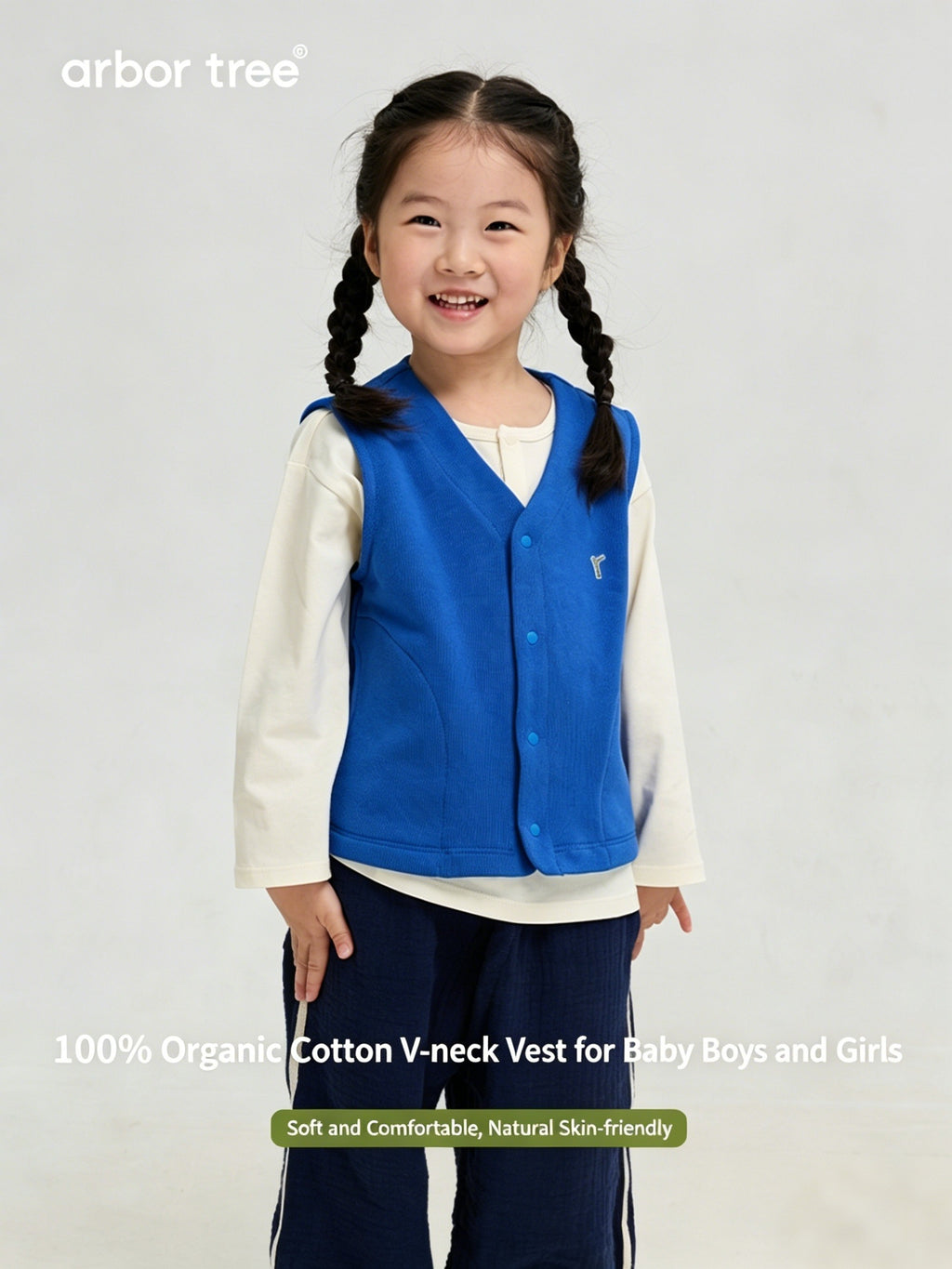 ArborTree 100% Organic Cotton Unisex Spring/Fall Vest Jacket – Class A Standard, Soft and Warm