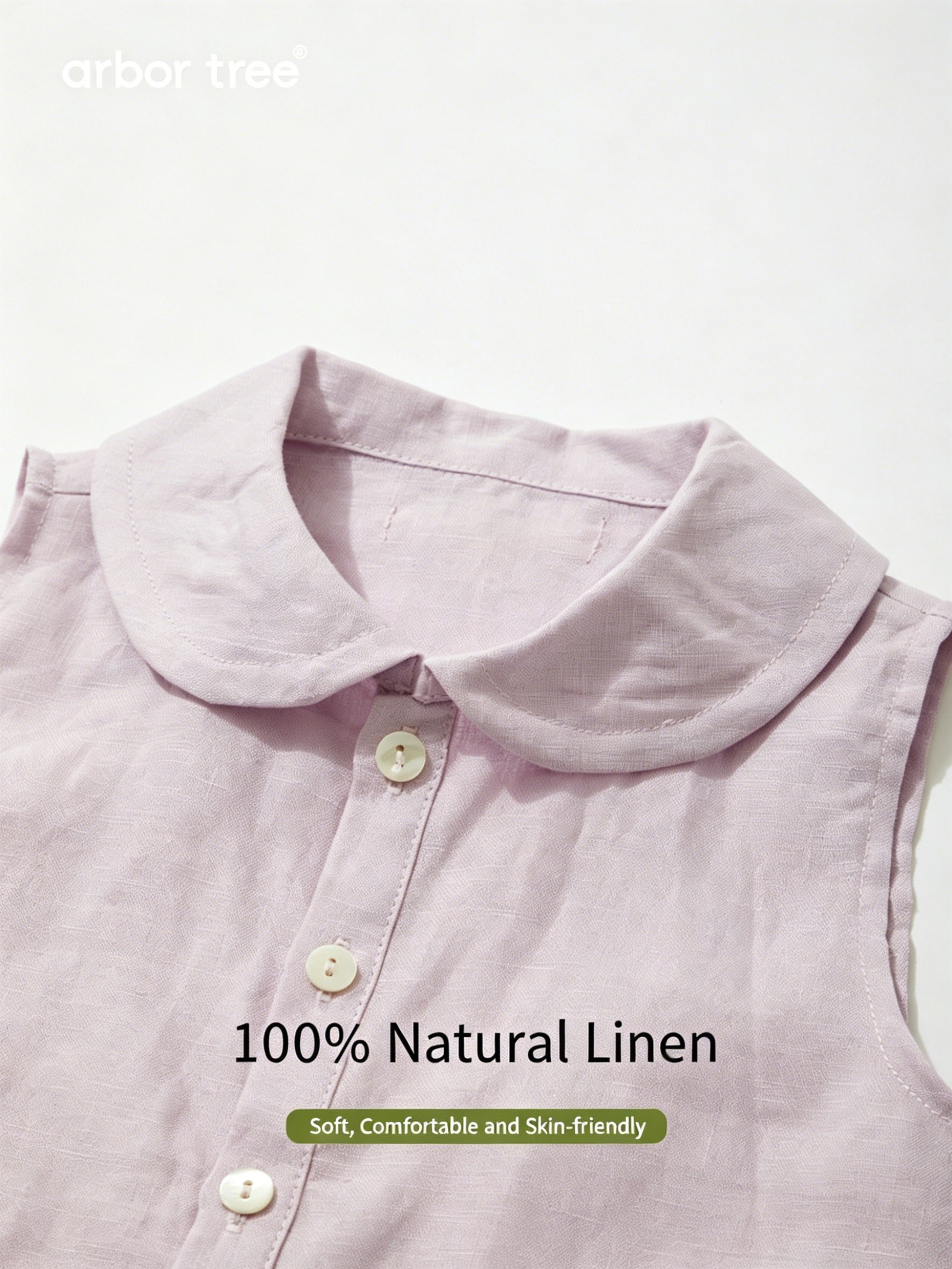 Girls ArborTree linen A-line skirt with front opening, natural beige color, 14x14 thread count, lightweight and comfortable.