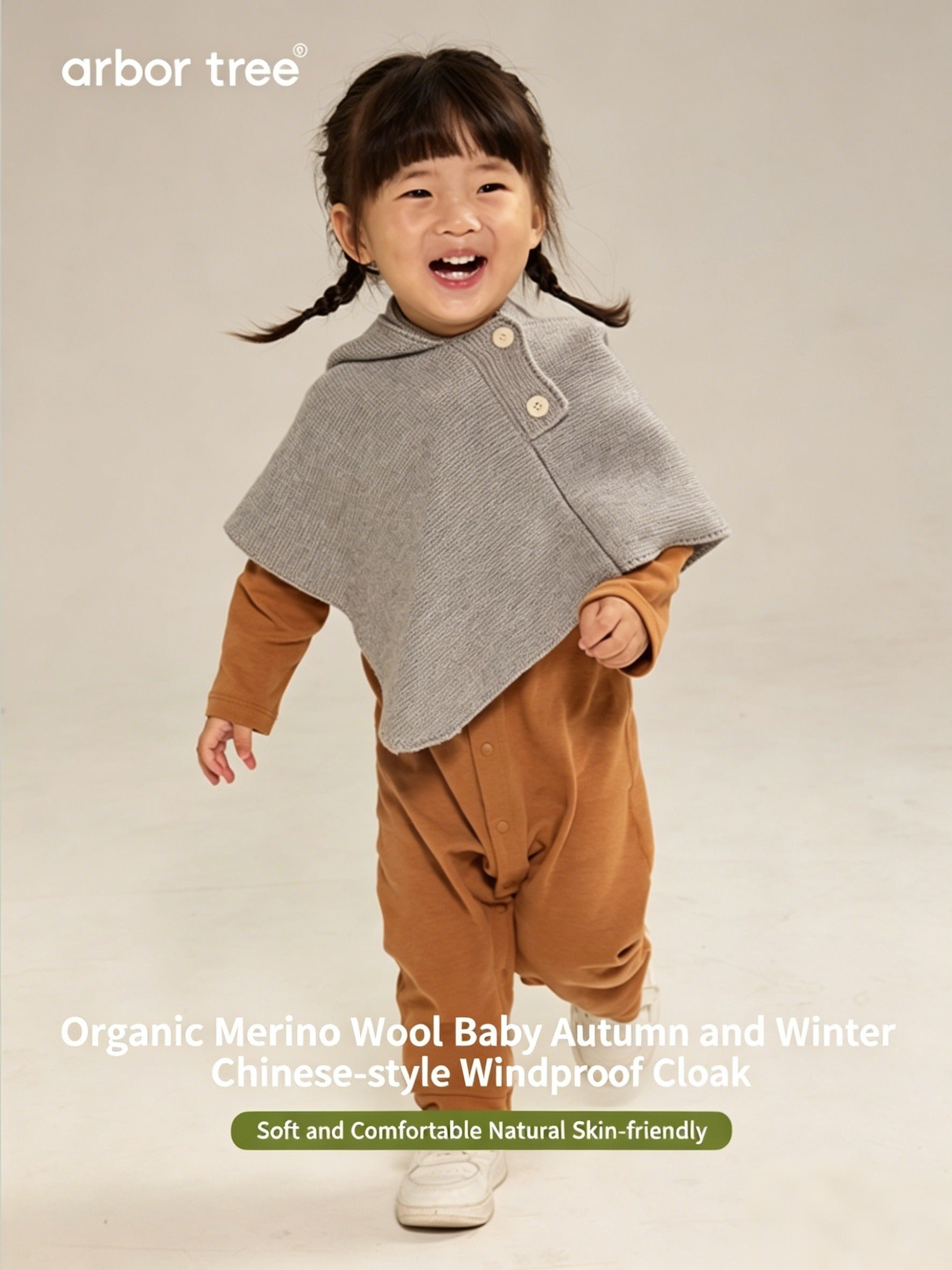 ArborTree organic cotton and cashmere unisex knit shawl and cape in soft, warm winter style, perfect for spring, autumn, and winter wear.