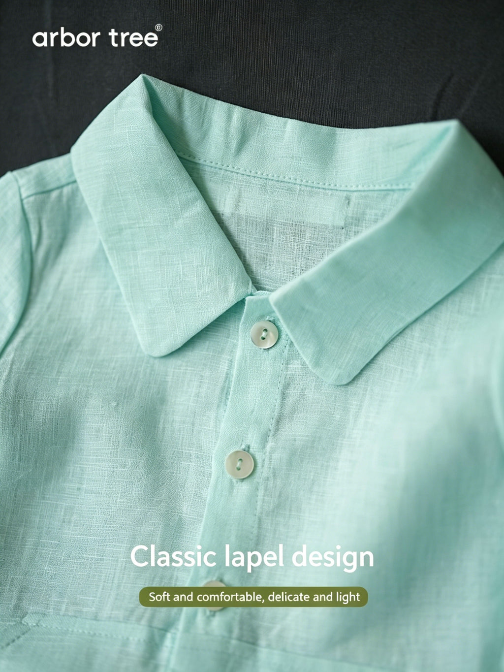 ArborTree Belgian natural linen baby casual shirt with long sleeves, soft and breathable for comfortable little kids' wear.