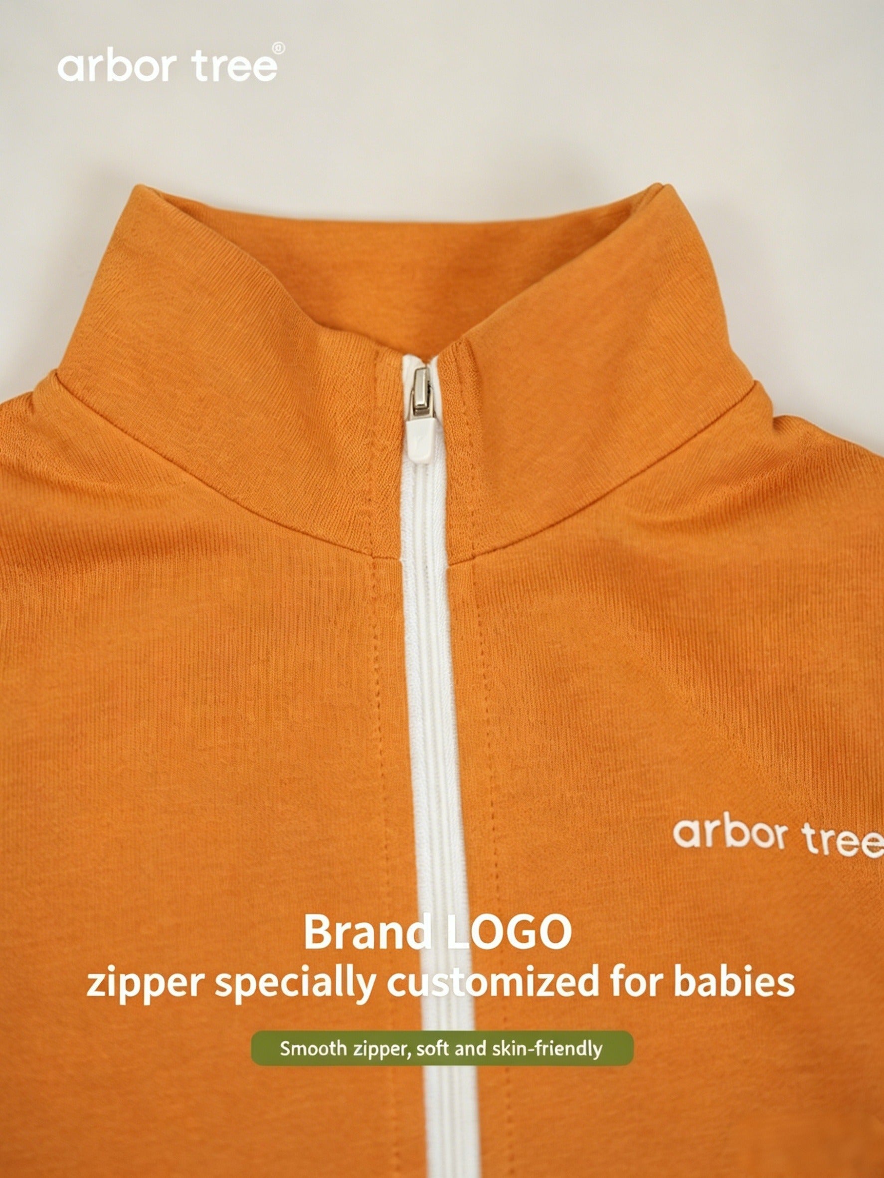 ArborTree organic cotton unisex spring/fall stand-up collar zipper jacket for kids, showing warm, moisture-wicking fabric and stylish design.