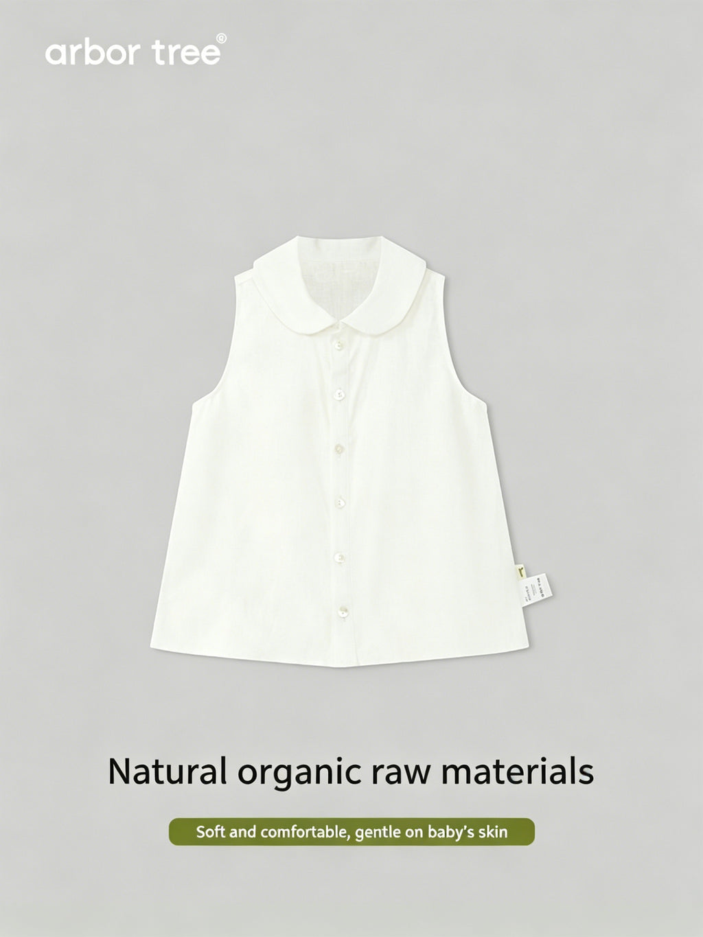 ArborTree girl's linen A-line skirt with front opening, natural 100% linen fabric, size 14×14 thread count, soft and breathable.
