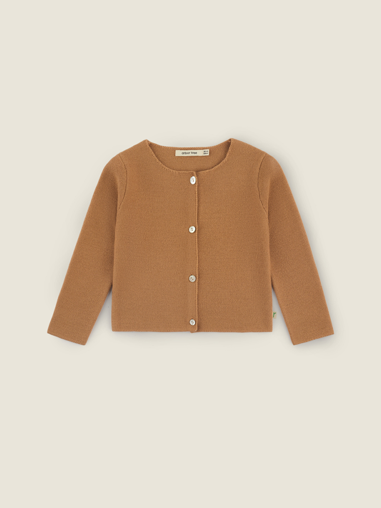 ArborTree 100% Merino Wool baby cardigan coat in soft cream, featuring button closure and cozy knit for infants.