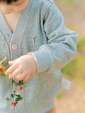 Organic cotton baby cardigan by ArborTree, soft and moisture-wicking for spring and fall, meets Class A standards.