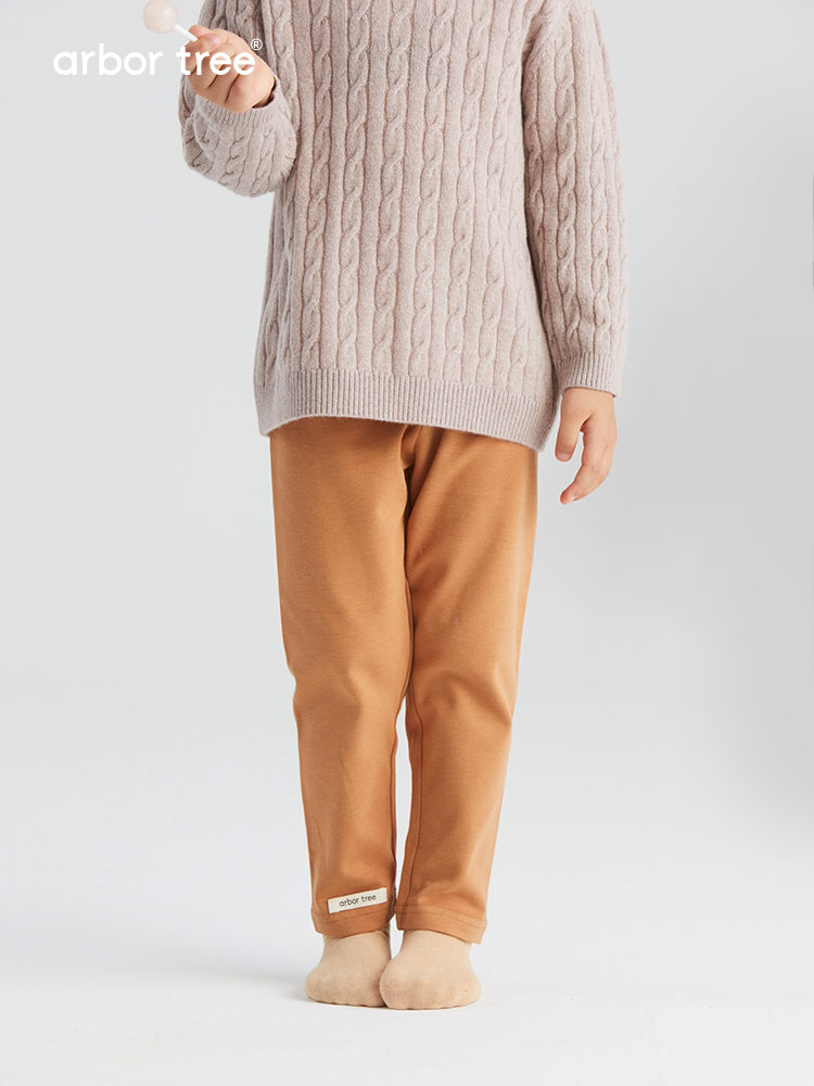 Organic cotton children's knit pants by arbortree, soft and comfortable spring/fall style, shown in a cozy, snug fit.