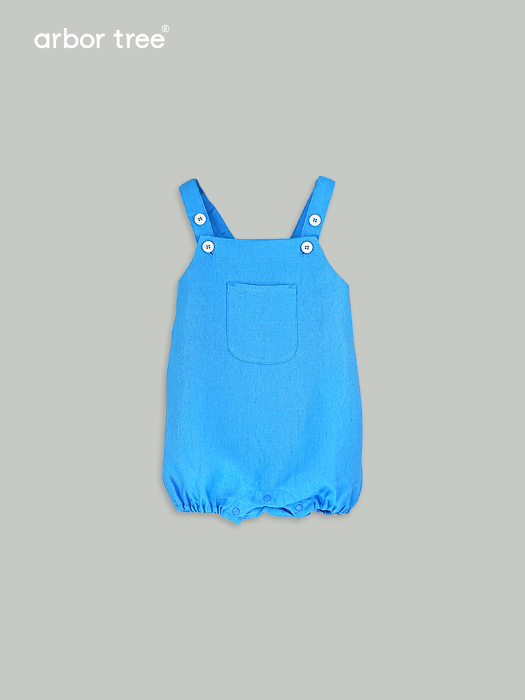 Natural Ramie baby casual bib pants by ArborTree, featuring soft, breathable fabric and adjustable straps for comfortable kids' wear.